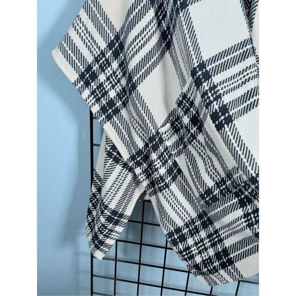 Abercrombie & Fitch Oversized Poncho Sweater Womens OS Navy Plaid Gorpcore - Picture 6 of 8